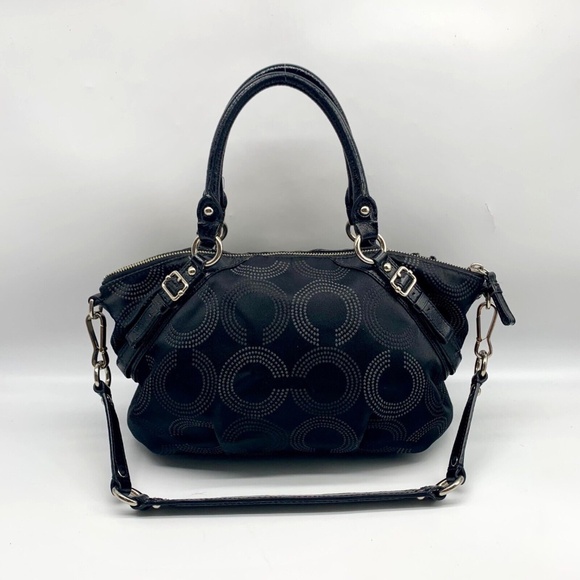 Coach Black Madison Sophia Dotted Op Art Satchel & Shoulder Bag - Picture 2 of 11